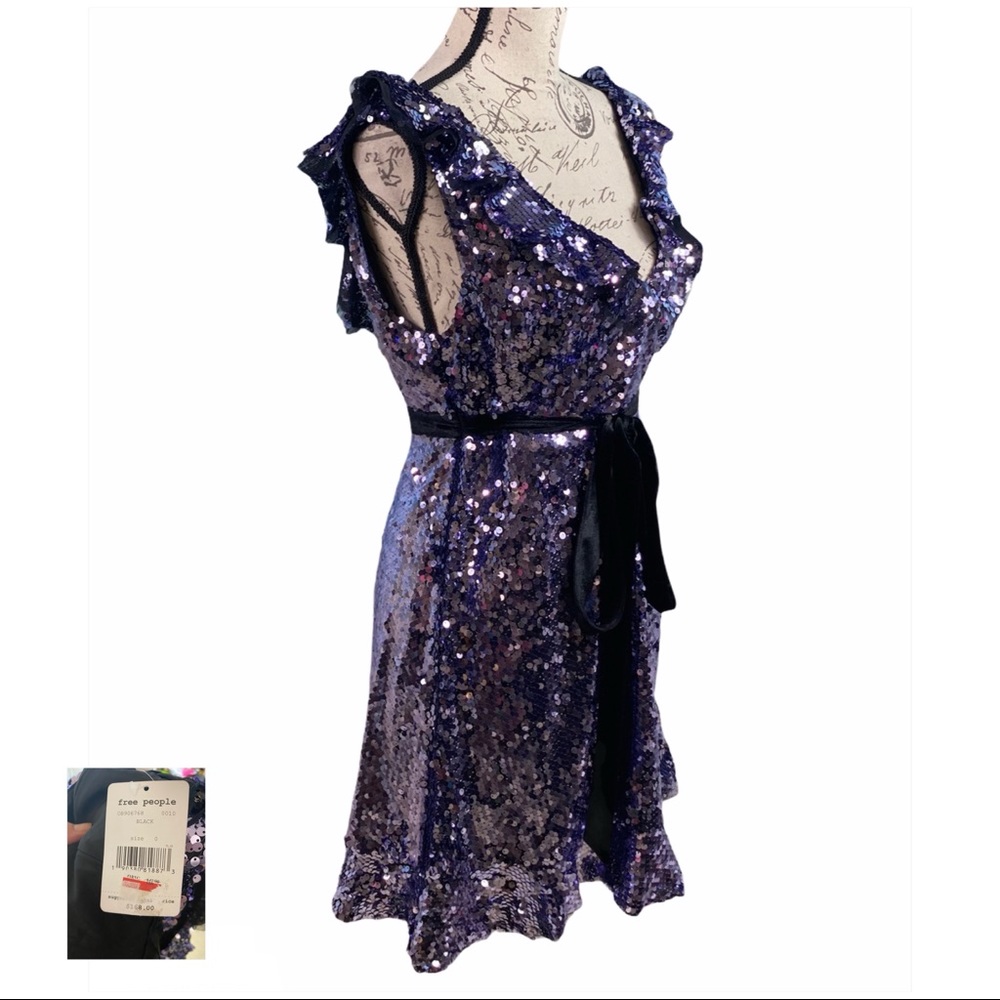 Free People Purple Sequin Mini Dress